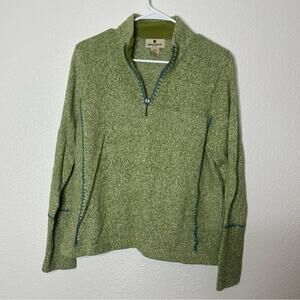 Woolrich Green Mock Neck 1/4 Zip Pullover Large Petite